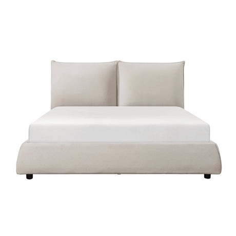 Linna Beige California King Upholstered Platform Bed by Homelegance at Eve Furniture