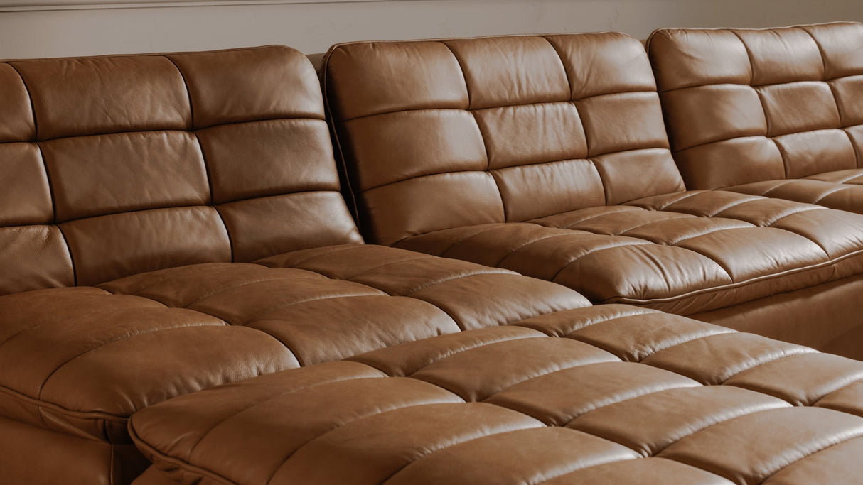 Lino Ottoman Tan Leather by Moe's Home at Eve Furniture