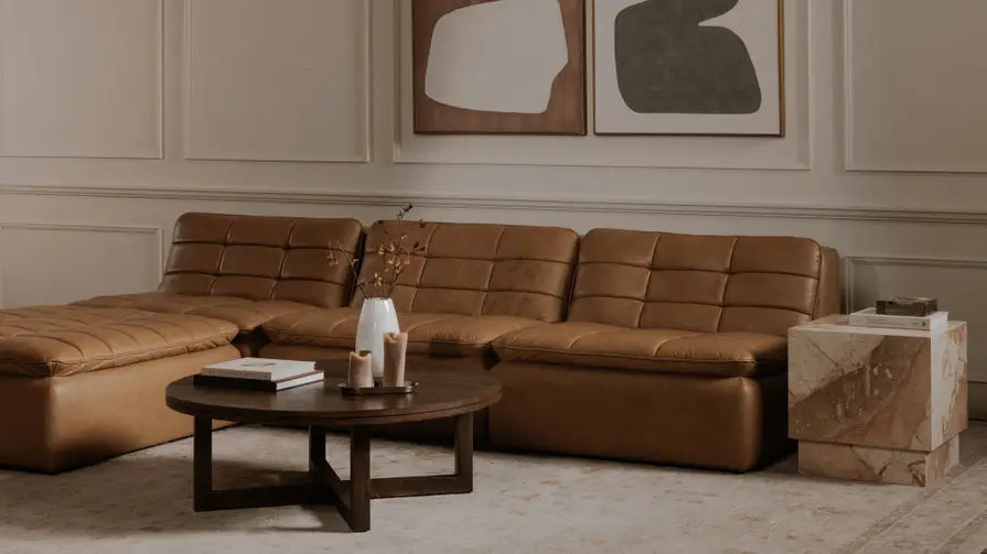 Lino Slipper Chair Tan Leather by Moe's Home at Eve Furniture