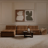 Lino Tan Leather Armless Modular Sofa by MOES at Eve Furniture