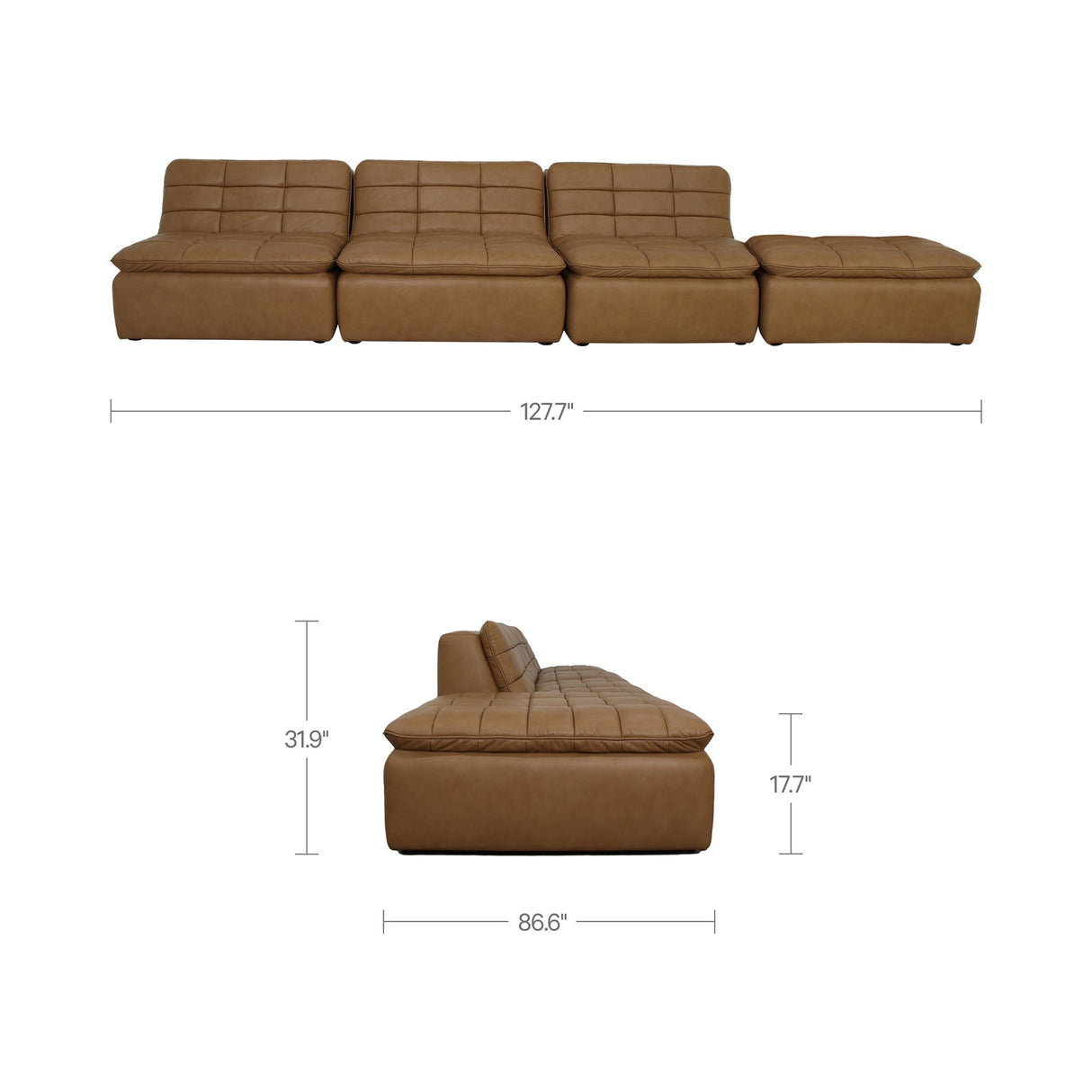 Lino Tan Leather Lounge Modular Sectional by Moe's Home at Eve Furniture