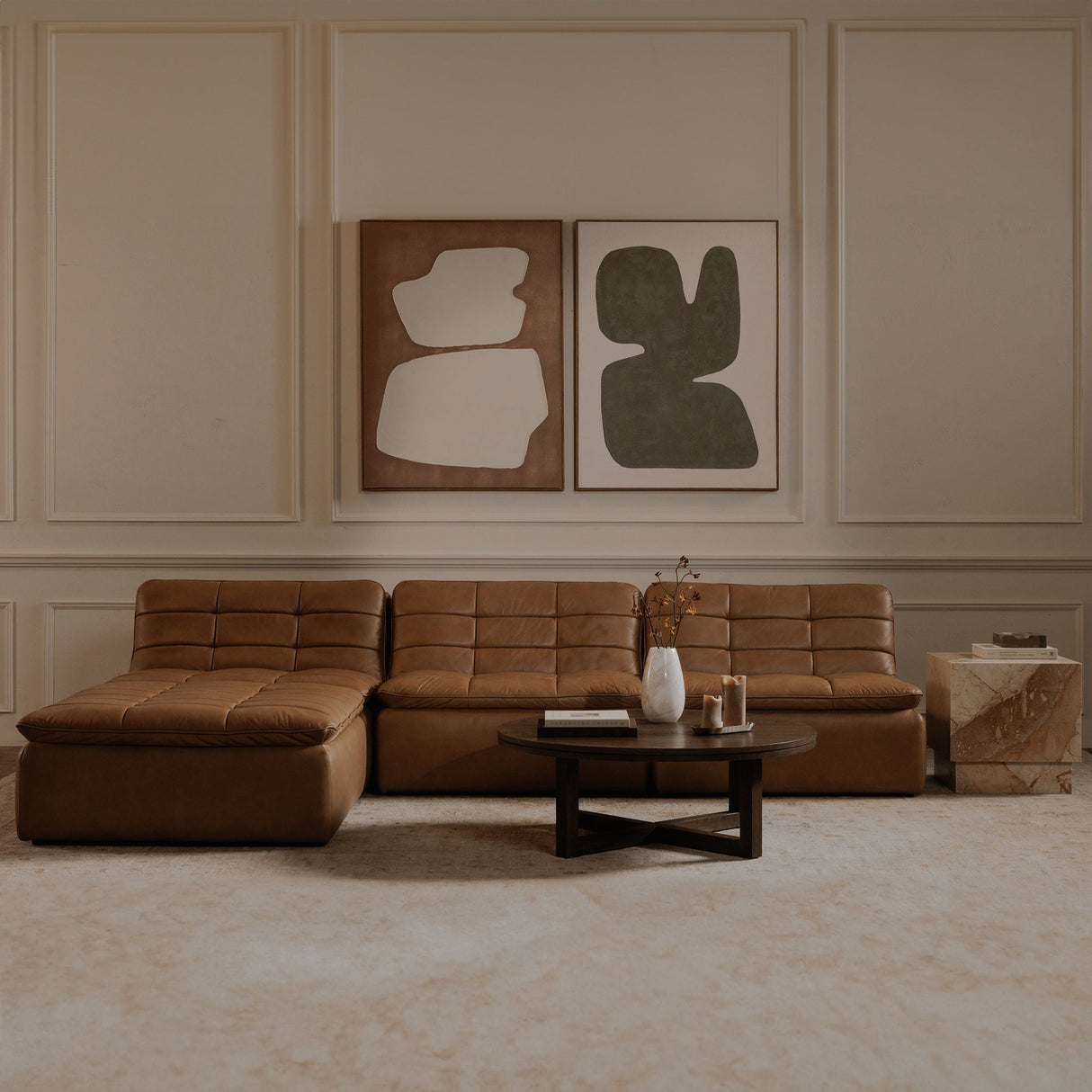 Lino Tan Leather Slipper Chair by Moe's Home at Eve Furniture
