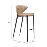 Lino Taupe Barstool (Set of 2) by Zuomod at Eve Furniture