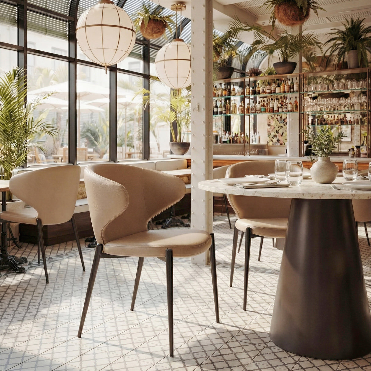 Lino Taupe Dining Chair (Set of 2) by Zuomod at Eve Furniture