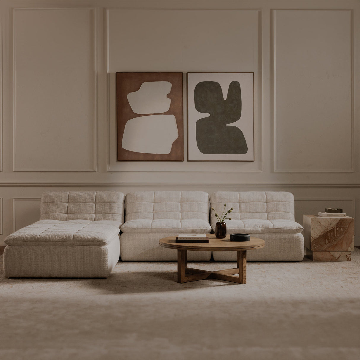 Lino Textured Oat Lounge Modular Sectional by MOES at Eve Furniture