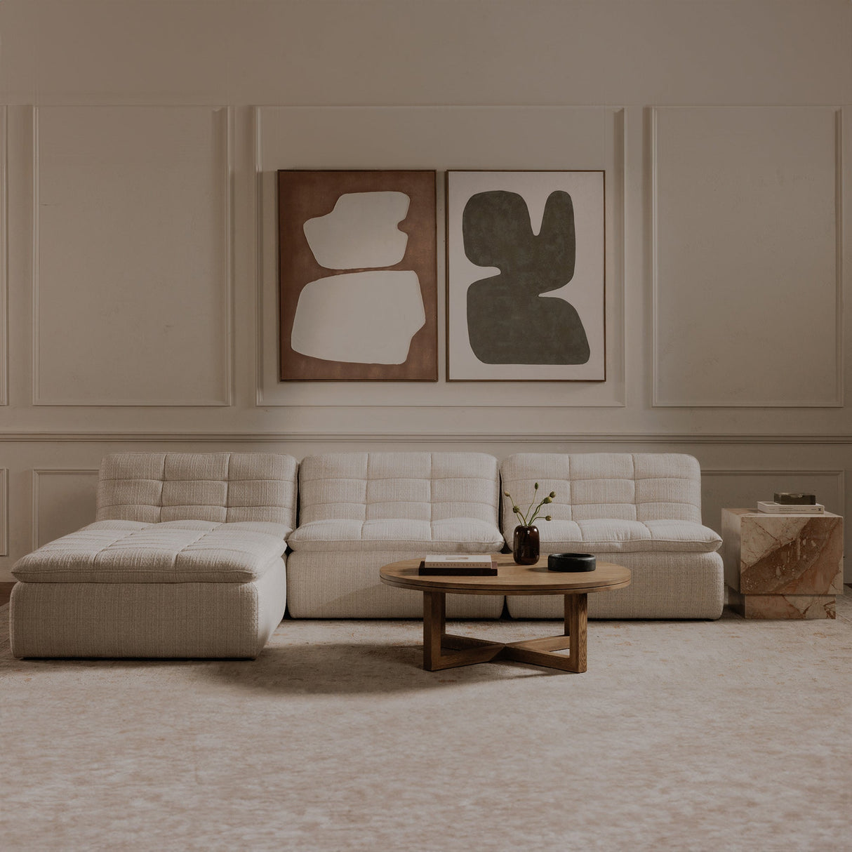Lino Textured Oat Ottoman by Moe's Home at Eve Furniture