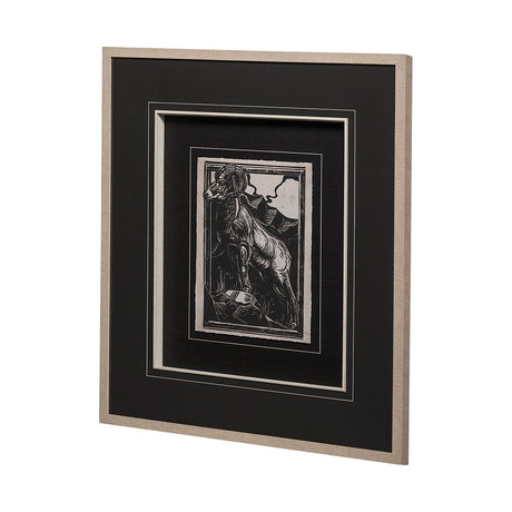 Linocut I by Mercana Studio a Hand Embellished Textured Framed Art Print Matted under Glass by Mercana at Eve Furniture