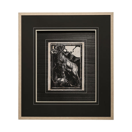 Linocut I by Mercana Studio a Hand Embellished Textured Framed Art Print Matted under Glass by Mercana at Eve Furniture