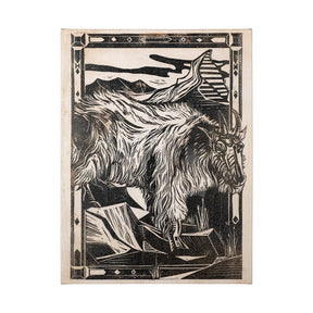 Linocut I (Ram) by Mercana Studio a Hand Embellished Textured Canvas by Mercana at Eve Furniture