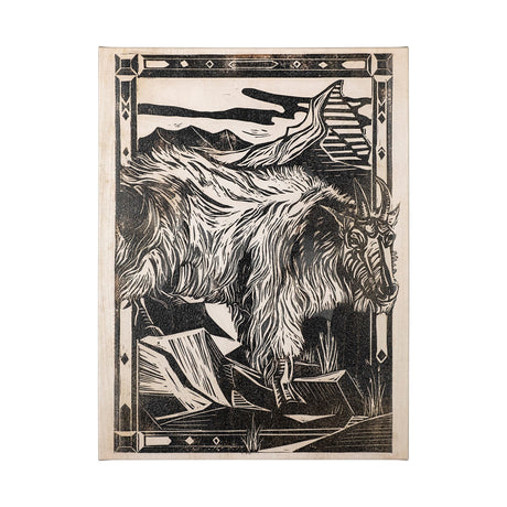 Linocut I (Ram) by Mercana Studio a Hand Embellished Textured Canvas by Mercana at Eve Furniture