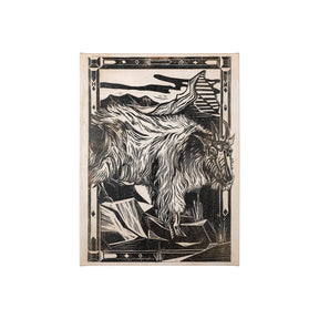 Linocut I (Ram) by Mercana Studio a Hand Embellished Textured Canvas by Mercana at Eve Furniture