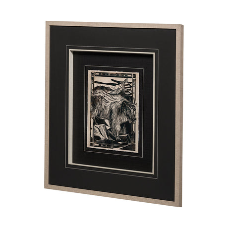 Linocut II by Mercana Studio a Hand Embellished Textured Framed Art Print Matted under Glass by Mercana at Eve Furniture