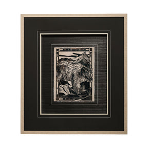 Linocut II by Mercana Studio a Hand Embellished Textured Framed Art Print Matted under Glass by Mercana at Eve Furniture