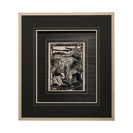 Linocut II by Mercana Studio a Hand Embellished Textured Framed Art Print Matted under Glass by Mercana at Eve Furniture