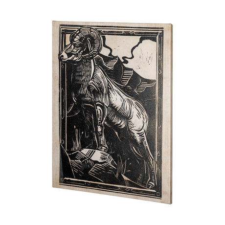 Linocut II (Goat) by Mercana Studio a Hand Embellished Textured Canvas by Mercana at Eve Furniture