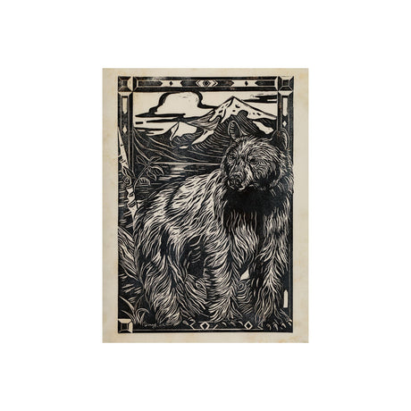 Linocut III (Bear) by Mercana Studio a Hand Embellished Textured Canvas by Mercana at Eve Furniture