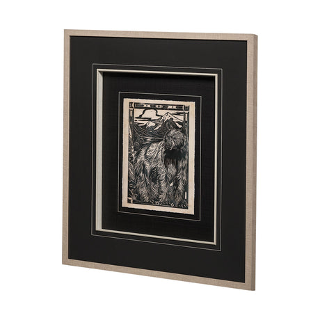 Linocut III by Mercana Studio a Hand Embellished Textured Framed Art Print Matted under Glass by Mercana at Eve Furniture