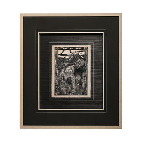 Linocut III by Mercana Studio a Hand Embellished Textured Framed Art Print Matted under Glass by Mercana at Eve Furniture