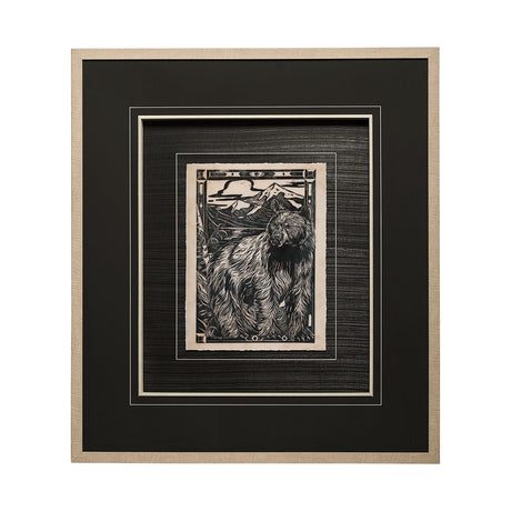 Linocut III by Mercana Studio a Hand Embellished Textured Framed Art Print Matted under Glass by Mercana at Eve Furniture