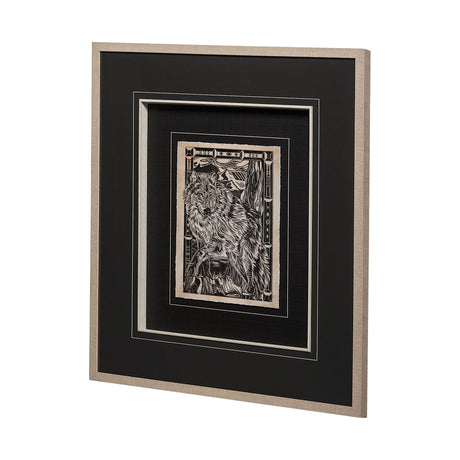 Linocut IV by Mercana Studio a Hand Embellished Textured Framed Art Print Matted under Glass by Mercana at Eve Furniture