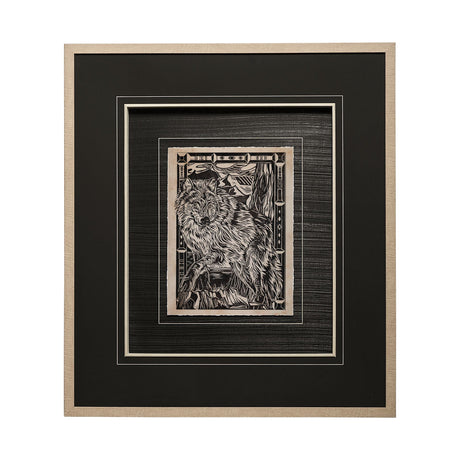 Linocut IV by Mercana Studio a Hand Embellished Textured Framed Art Print Matted under Glass by Mercana at Eve Furniture