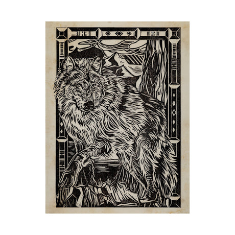 Linocut IV (Wolf) by Mercana Studio a Hand Embellished Textured Canvas by Mercana at Eve Furniture