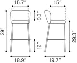 Linz Cream Barstool (Set of 2) by Zuomod at Eve Furniture