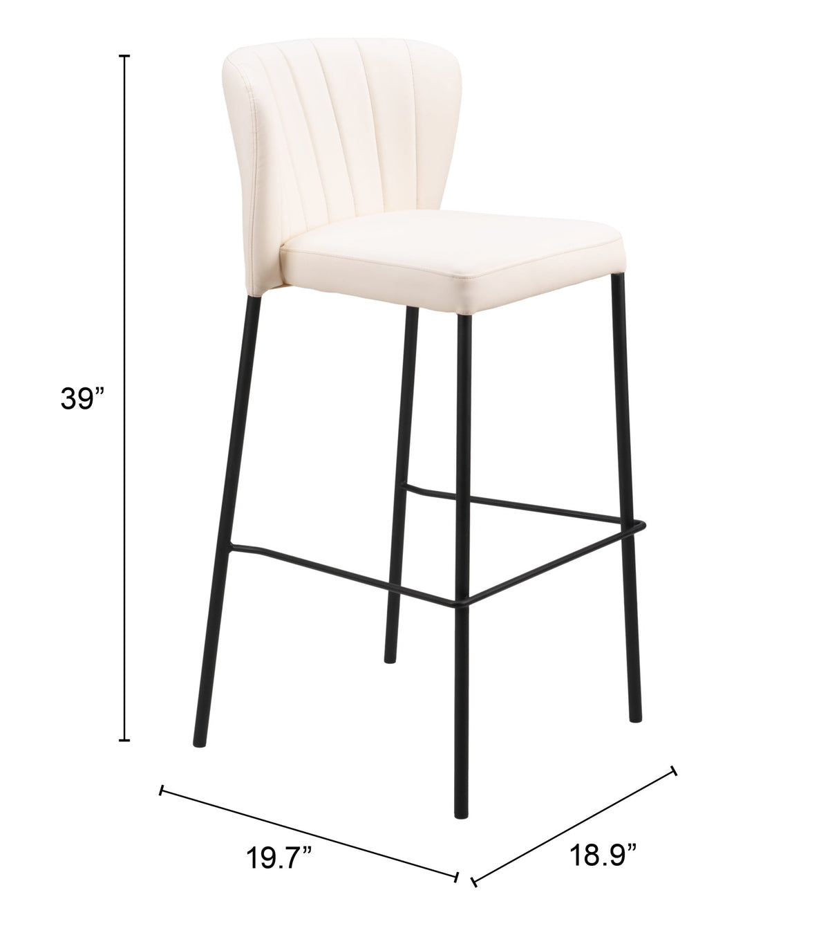 Linz Cream Barstool (Set of 2) by Zuomod at Eve Furniture