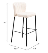 Linz Cream Barstool (Set of 2) by Zuomod at Eve Furniture