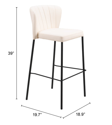 Linz Cream Barstool (Set of 2) by Zuomod at Eve Furniture