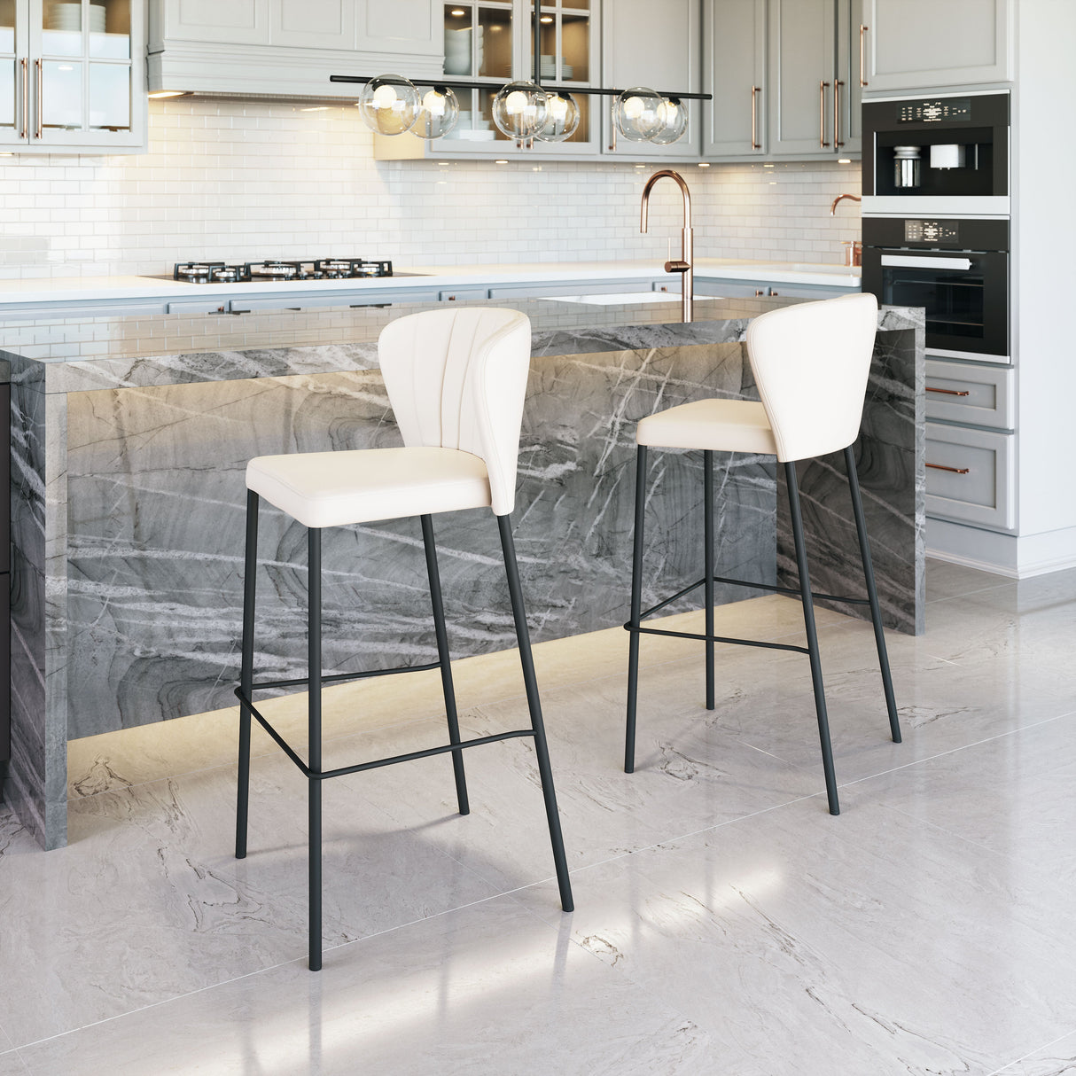 Linz Cream Barstool (Set of 2) by Zuomod at Eve Furniture