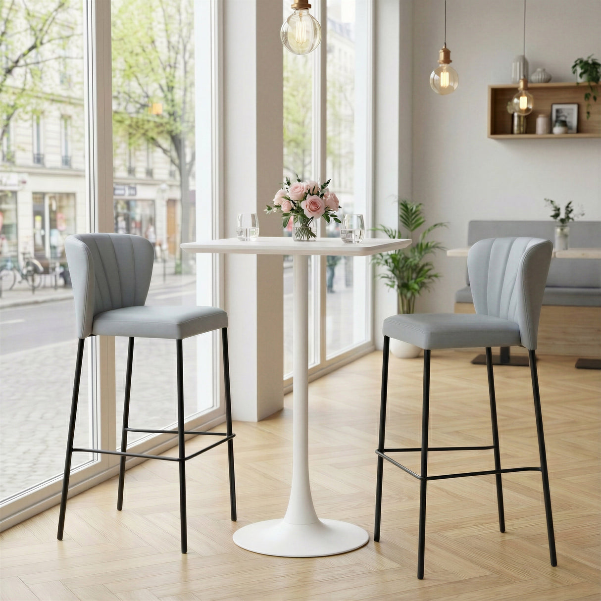 Linz Gray Barstool (Set of 2) by Zuomod at Eve Furniture