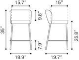 Linz Gray Counter Stool (Set of 2) by Zuomod at Eve Furniture