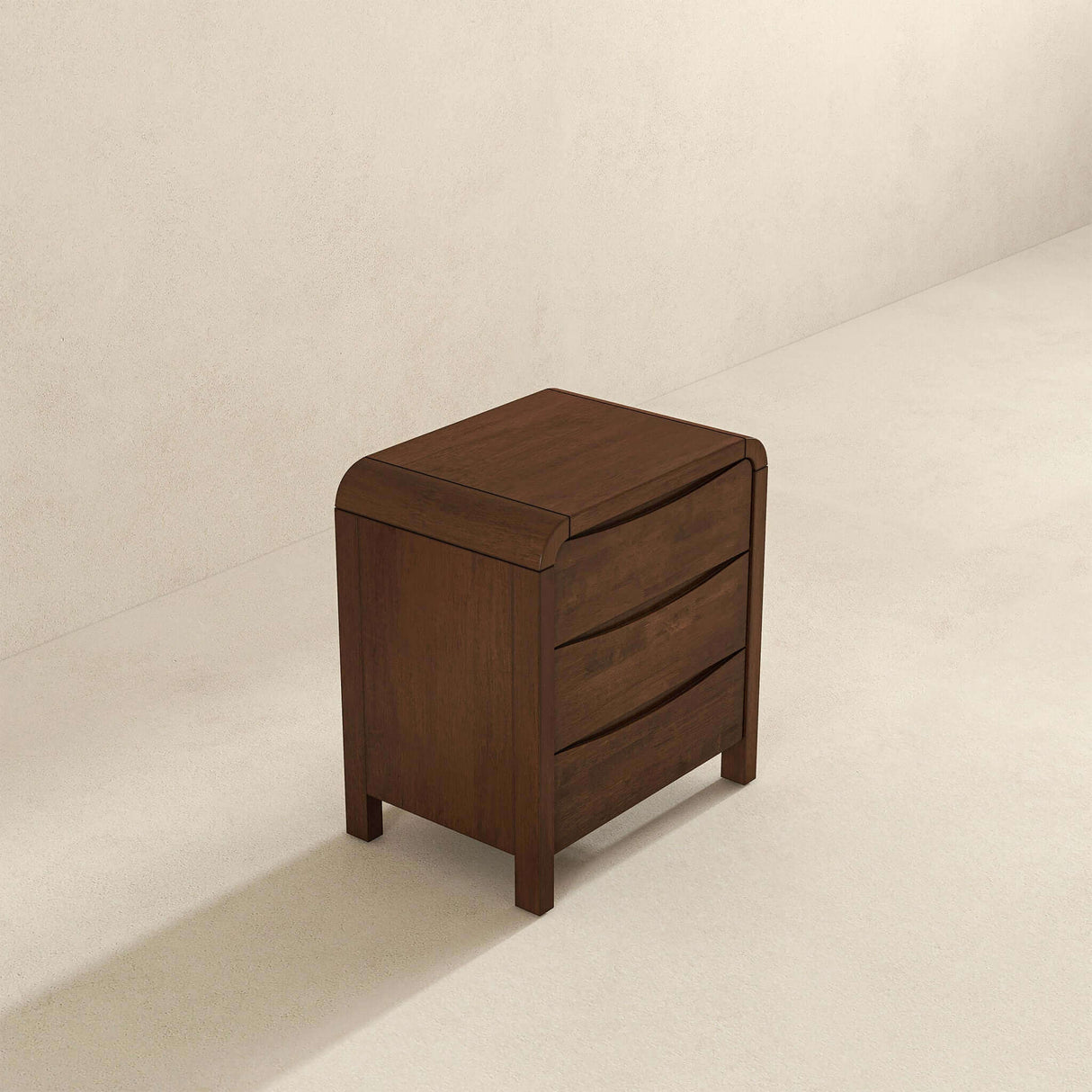 Lionel Mid Century Modern Solid Wood Nightstand  3-drawer Bed Side Table