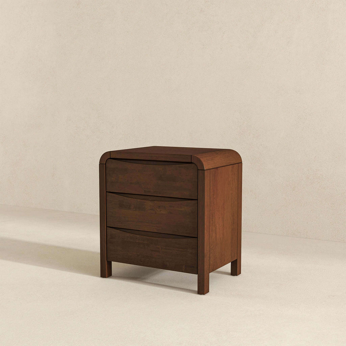Lionel Mid Century Modern Solid Wood Nightstand 3-Drawer Bed Side Table by Ashcroft Furniture at Eve Furniture