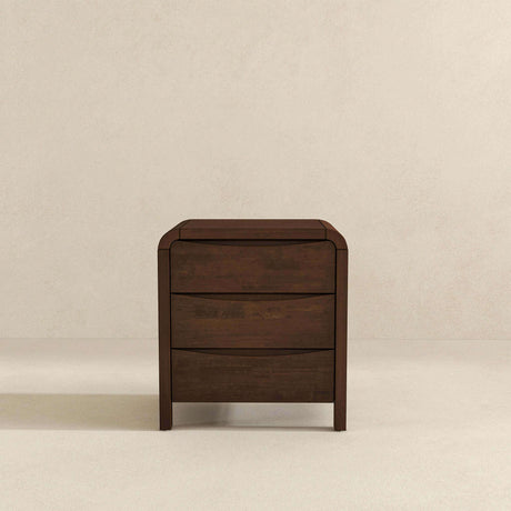 Lionel Mid Century Modern Solid Wood Nightstand 3-Drawer Bed Side Table by Ashcroft Imports at Eve Furniture