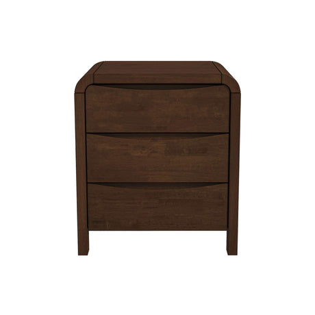 Lionel Mid Century Modern Solid Wood Nightstand 3-Drawer Bed Side Table by Ashcroft Imports at Eve Furniture