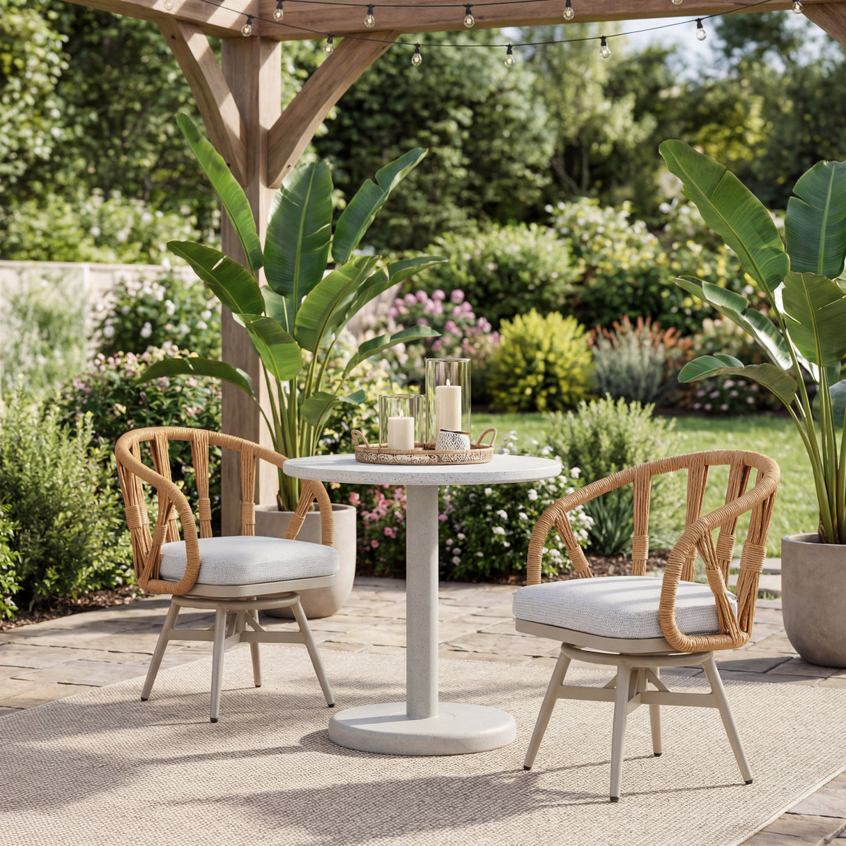 Liora White Outdoor Bistro Table by Zuomod at Eve Furniture