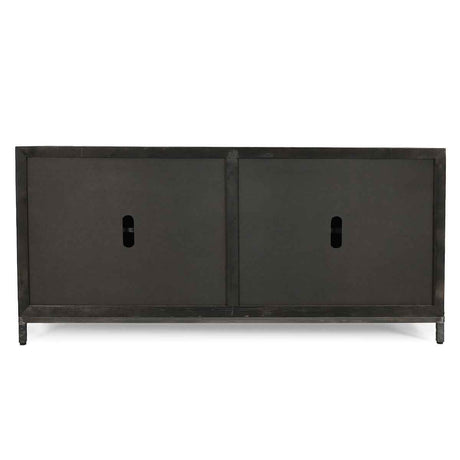 Lisbon 4 Door Cabinet - Weathered Black/Travertine by Classic Home at Eve Furniture