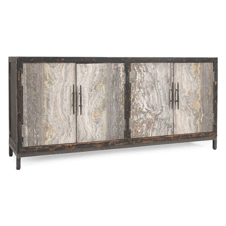 Lisbon 4 Door Cabinet - Weathered Black/Travertine by Classic Home at Eve Furniture