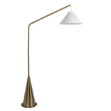 Lisbon Black Floor Lamp with On/Off Switch Coned Base Hanging White Fabric Shade