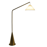 Lisbon Black Floor Lamp with On/Off Switch Coned Base Hanging White Fabric Shade