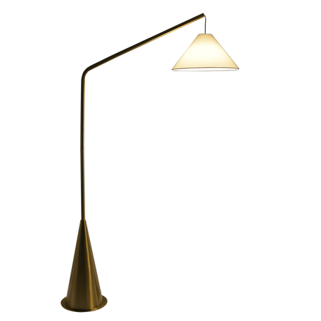 Lisbon Black Floor Lamp with On/Off Switch Coned Base Hanging White Fabric Shade by Ashcroft Furniture at Eve Furniture
