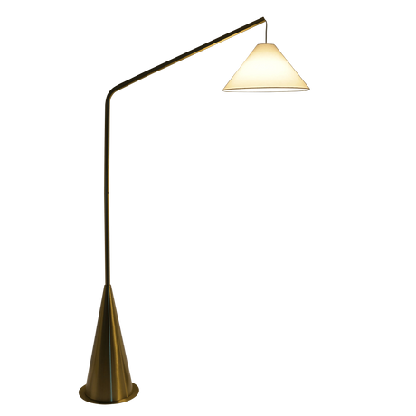 Lisbon Black Floor Lamp with On/Off Switch Coned Base Hanging White Fabric Shade by Ashcroft Furniture at Eve Furniture