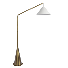Lisbon Black Floor Lamp with On/Off Switch Coned Base Hanging White Fabric Shade by Ashcroft Furniture at Eve Furniture