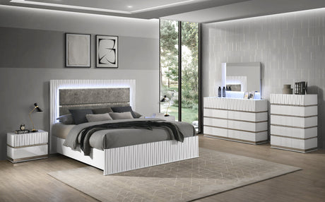 Lisbon White Platform Bedroom Set by New Era Innovations at Eve Furniture