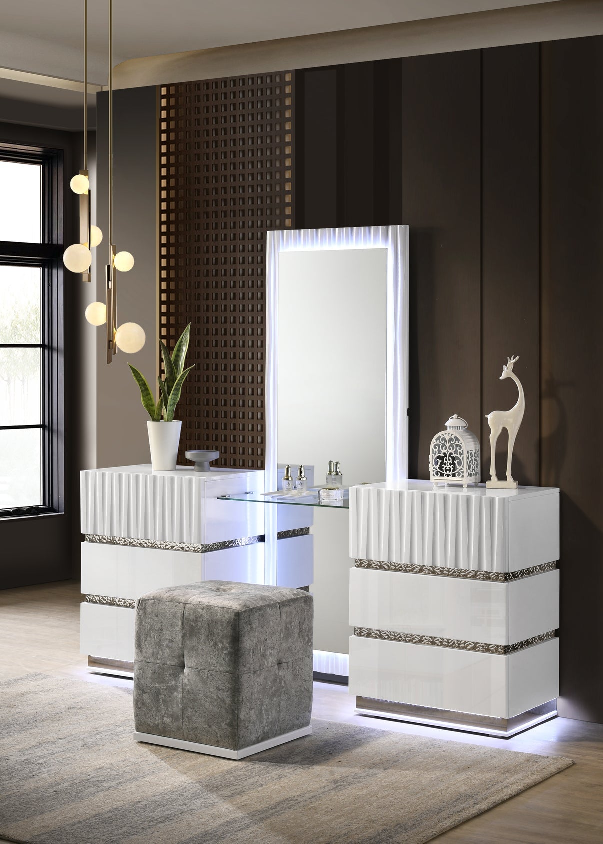 Lisbon White Vanity Set by New Era Innovations at Eve Furniture