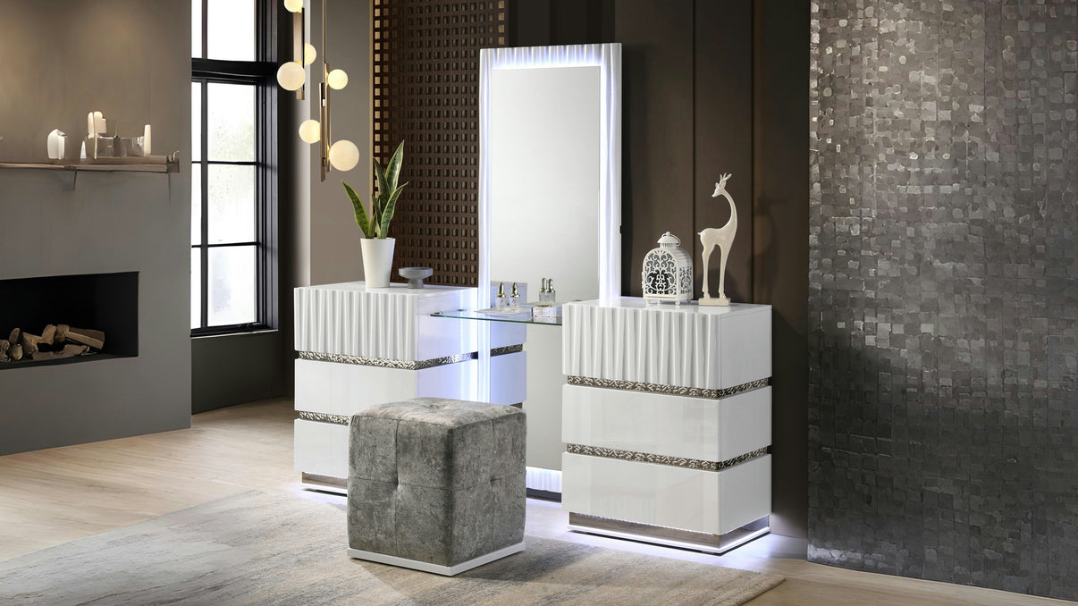 Lisbon White Vanity Set by New Era Innovations at Eve Furniture
