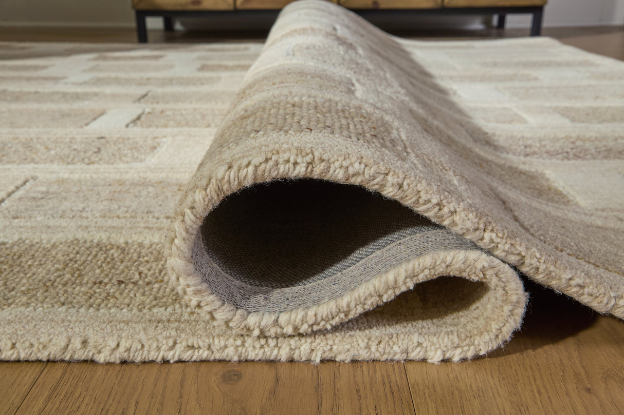 Lisgrove Tan/Brown/White Large Rug by ASHLEY FURNITURE at Eve Furniture