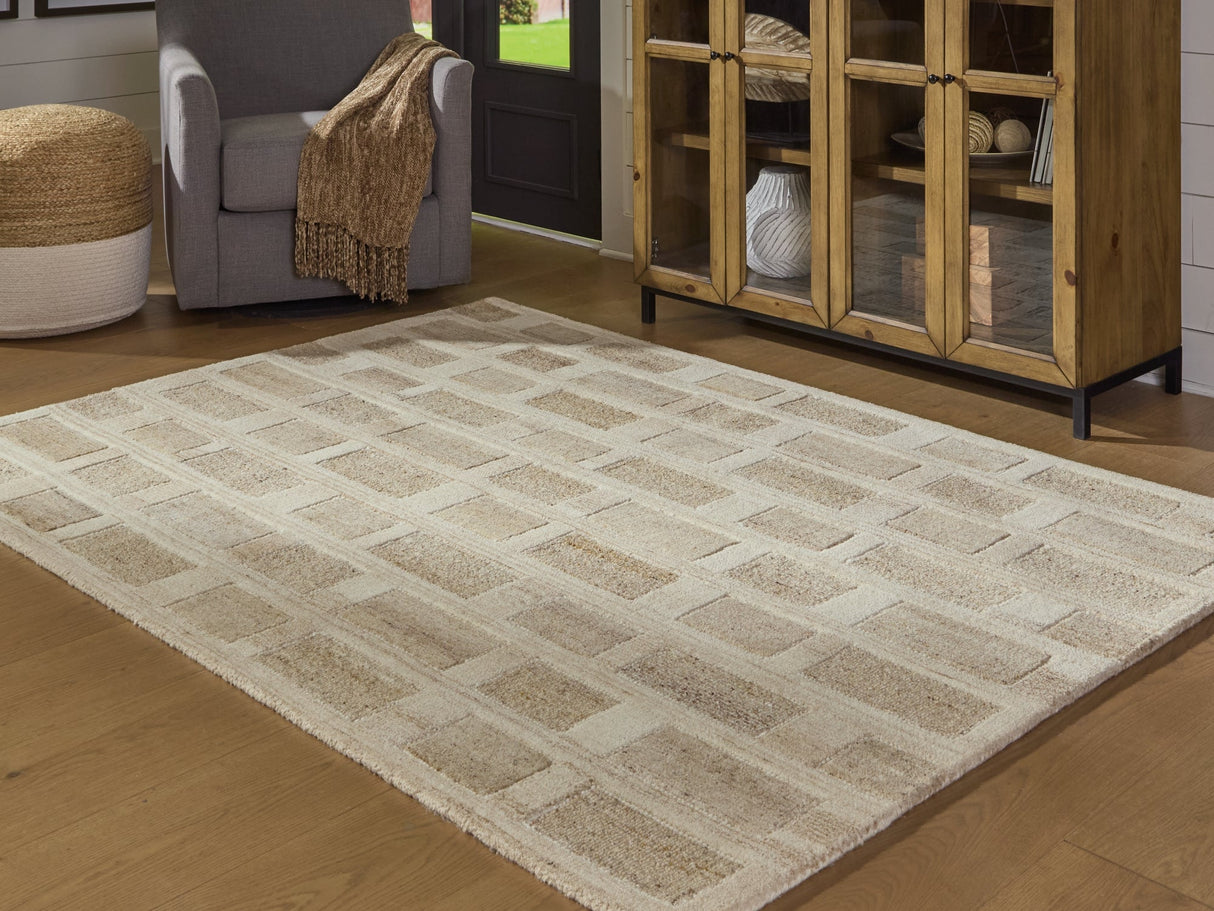 Lisgrove Tan/Brown/White Medium Rug by Ashley at Eve Furniture